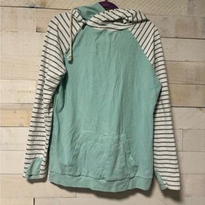 Ampersand Ave. Mint and Gray Striped Hoodie